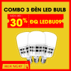 Combo 3 Đèn LED bulb công suất lớn Điện Quang ĐQ LEDBU09 20765 ( 20W daylight, nguồn tích hợp )
