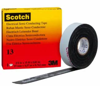 Băng keo Điện Bán Dẫn 3M™ Scotch® 13 Semi-Conductive Tape, Màu Đen, 3/4 in x 15 ft
