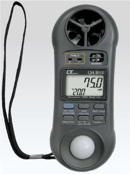 Máy đo nhiệt độ, gió, độ ẩm, ánh sáng LM-8010 (0- 20.000 Lux, 0.4~30 m/s, -100 ~ 1300°C) LUTRON